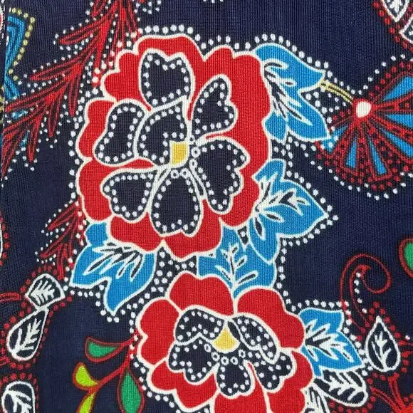 Slinky Brand Women Floral Asymmetric Blouse off the shoulders Crew neck Sz 1X - Picture 6 of 11